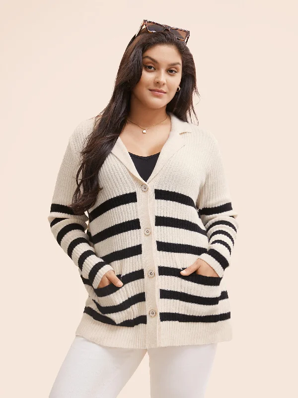 organic cotton women cardigan for an eco - friendly choiceTexture Striped Patch Pocket Cardigan organic cotton women cardigan for an eco - friendly choiceTexture Striped Patch Pocket Cardigan