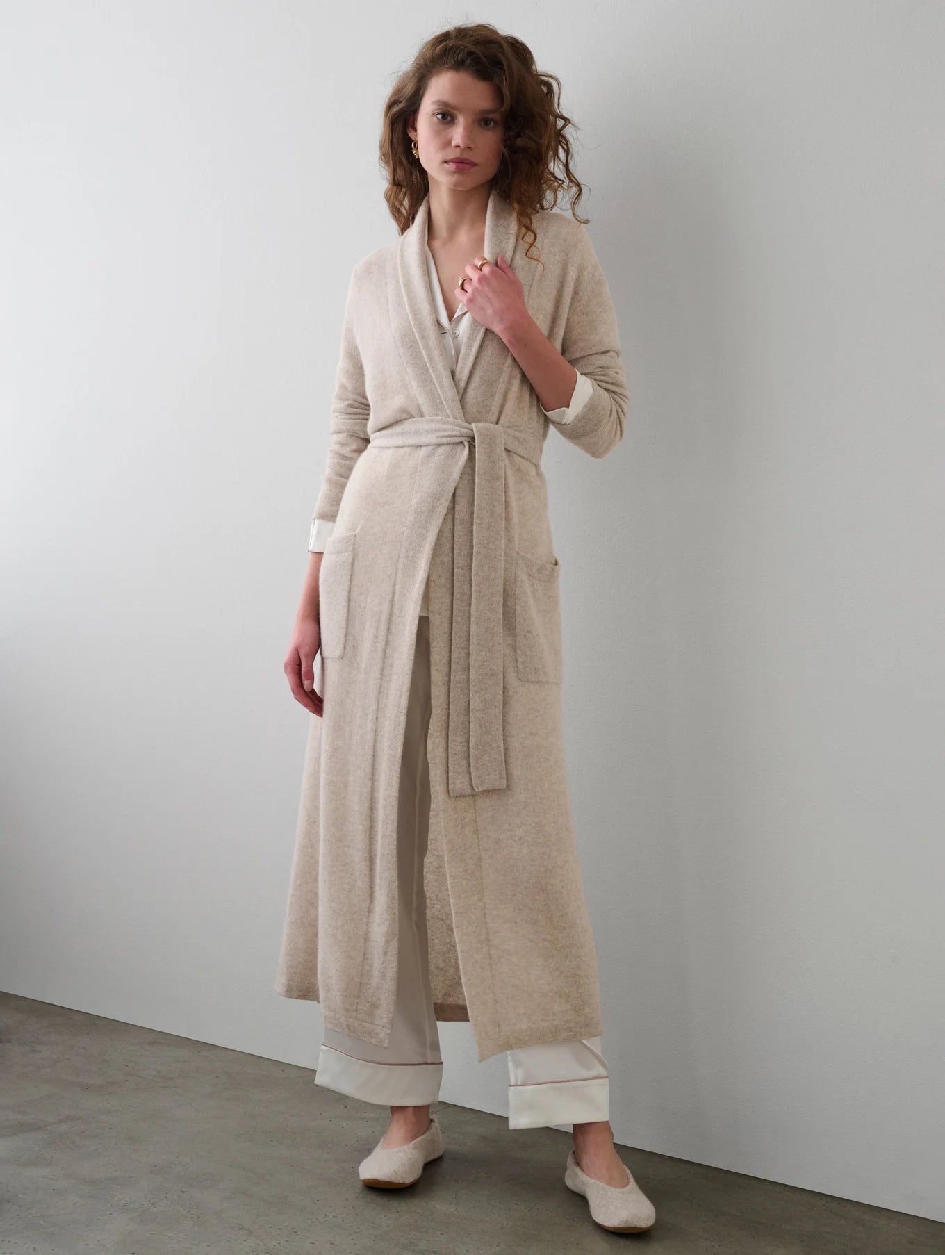 floral print women cardigan for a feminine touchWhite + Warren - Cashmere long robe