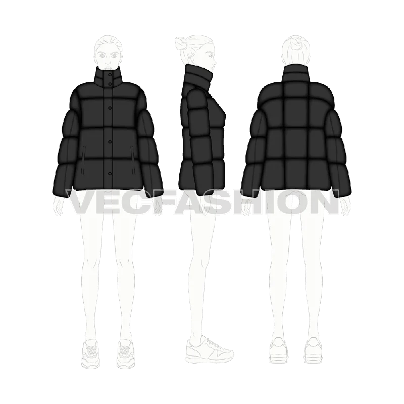 Women's knee - length wool blend coats with a fur collar for added warmthWomen's Mock Neck Bubble Jacket Women's knee - length wool blend coats with a fur collar for added warmthWomen's Mock Neck Bubble Jacket