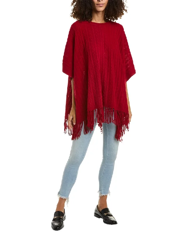 V - Neck Women's Ribbed Wool Sweaters for FallAlashan Riley Cable Wool Poncho