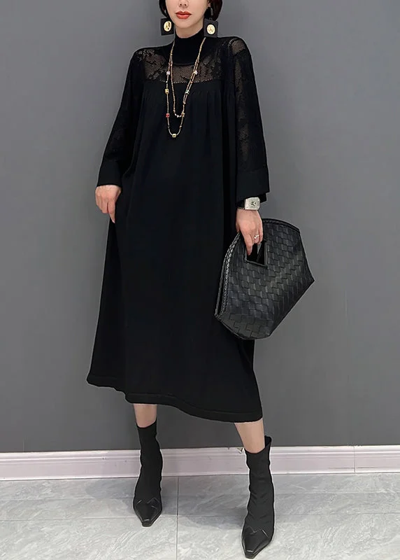 Women's Off - Shoulder Chunky Knit Sweater Dresses in Earth TonesBlack Turtleneck Hollow Out Knit Maxi Dress Fall Women's Off - Shoulder Chunky Knit Sweater Dresses in Earth TonesBlack Turtleneck Hollow Out Knit Maxi Dress Fall