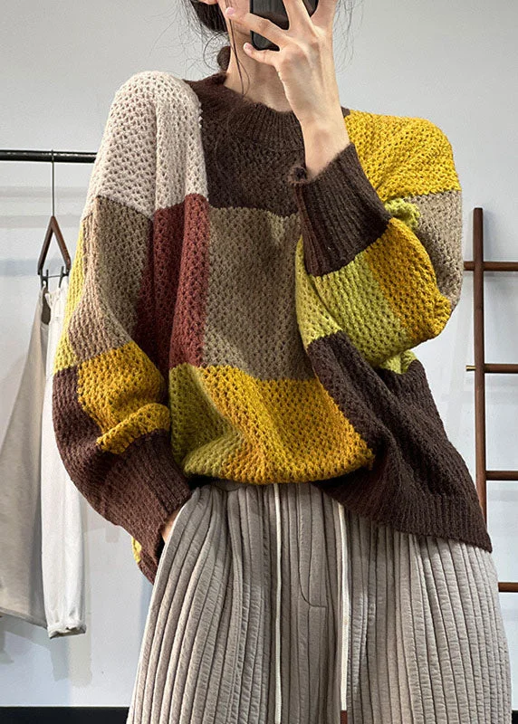 Open - Front Women's Cardigan - Style Mohair SweatersBoutique Khaki O-Neck Thick Patchwork Knit Sweater Winter Open - Front Women's Cardigan - Style Mohair SweatersBoutique Khaki O-Neck Thick Patchwork Knit Sweater Winter