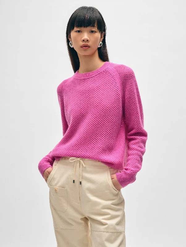 Open - Front Women's Cardigan - Style Mohair SweatersCASHMERE MESH SWEATSHIRT