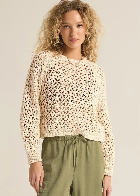 Plus Size Women's Belted Cable Knit SweatersCassian Sweater - Sea Salt
