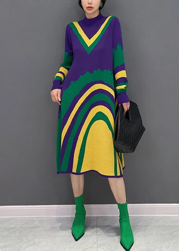 Cowl Neck Women's Cashmere Blend Sweater Dresses for WinterCasual Purple Turtleneck Striped Knit Vacation Dresses Fall Cowl Neck Women's Cashmere Blend Sweater Dresses for WinterCasual Purple Turtleneck Striped Knit Vacation Dresses Fall