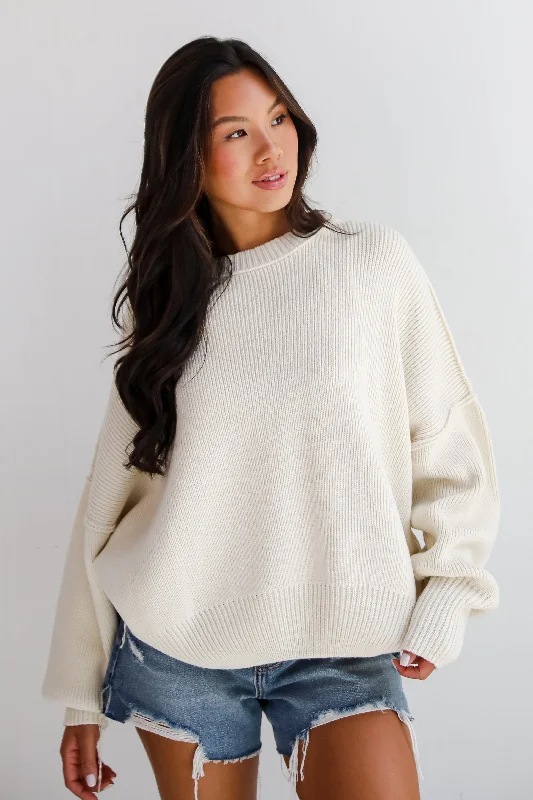 V - Neck Women's Ribbed Wool Sweaters for FallClassically Comfy Cream Oversized Sweater V - Neck Women's Ribbed Wool Sweaters for FallClassically Comfy Cream Oversized Sweater
