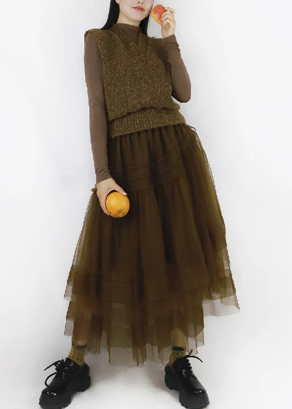 Short Sleeve Women's Cashmere Sweater Dresses in Pastel HuesChocolate V Neck Drawstring Tulle Patchwork Knit Long Dress Fall Short Sleeve Women's Cashmere Sweater Dresses in Pastel HuesChocolate V Neck Drawstring Tulle Patchwork Knit Long Dress Fall