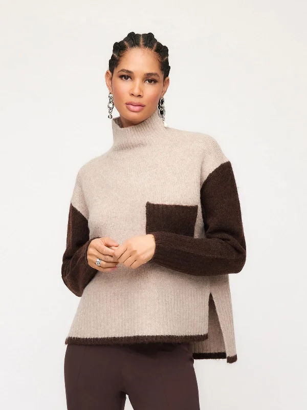 Plus Size Women's Embroidered Sweaters in Ethnic StylesColette Turtleneck Sweater in Stone Plus Size Women's Embroidered Sweaters in Ethnic StylesColette Turtleneck Sweater in Stone