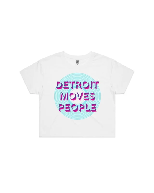 Striped Women T Shirt in a Classic PatternInk Detroit - Detroit Moves People Crop T-Shirt - White Striped Women T Shirt in a Classic PatternInk Detroit - Detroit Moves People Crop T-Shirt - White