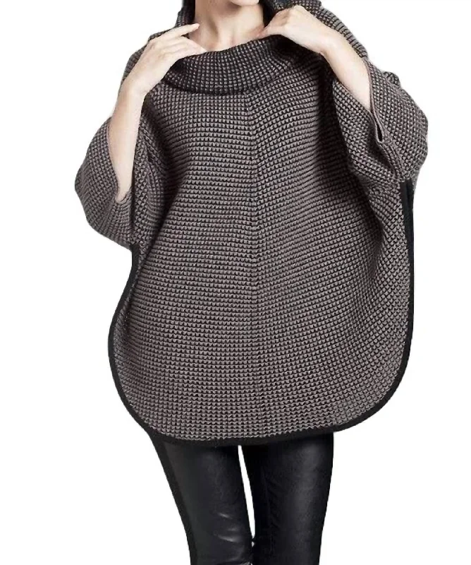 Sleeveless Women's Silk Blend Sweater Dresses for a Sophisticated LookCowl Neck Tweed Poncho In Taupe/black Sleeveless Women's Silk Blend Sweater Dresses for a Sophisticated LookCowl Neck Tweed Poncho In Taupe/black
