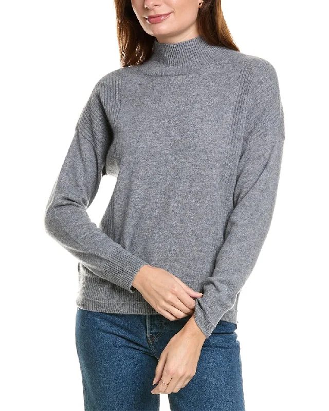 High - Low Hem Women's Cashmere - Blended SweatersDesign History Mock Neck Cashmere Sweater High - Low Hem Women's Cashmere - Blended SweatersDesign History Mock Neck Cashmere Sweater
