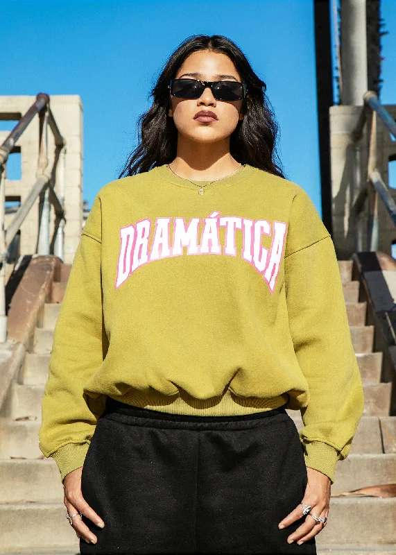 Mock Neck Women's Alpaca Wool Sweaters in Earth TonesDramatica Varsity Sweater - Green/Pink Mock Neck Women's Alpaca Wool Sweaters in Earth TonesDramatica Varsity Sweater - Green/Pink