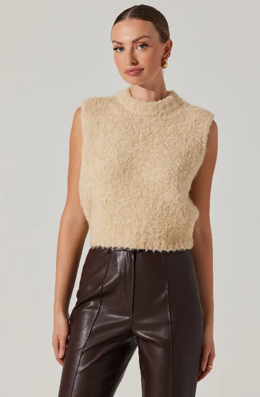 Cropped Women's Angora Blend Sweaters for a Trendy LookEdlyn Boucle Mock Neck Sweater in Cream Cropped Women's Angora Blend Sweaters for a Trendy LookEdlyn Boucle Mock Neck Sweater in Cream