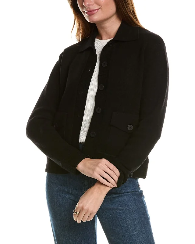 Split - Hem Women's Linen Blend Sweaters for SpringForte Cashmere Double Knit Crop Rib Trim Wool & Cashmere-Blend Shacket Split - Hem Women's Linen Blend Sweaters for SpringForte Cashmere Double Knit Crop Rib Trim Wool & Cashmere-Blend Shacket
