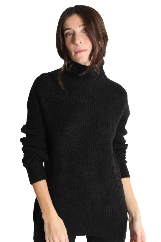 Plus Size Women's Embroidered Sweaters in Ethnic StylesImani Black Funnel Neck Sweater Plus Size Women's Embroidered Sweaters in Ethnic StylesImani Black Funnel Neck Sweater