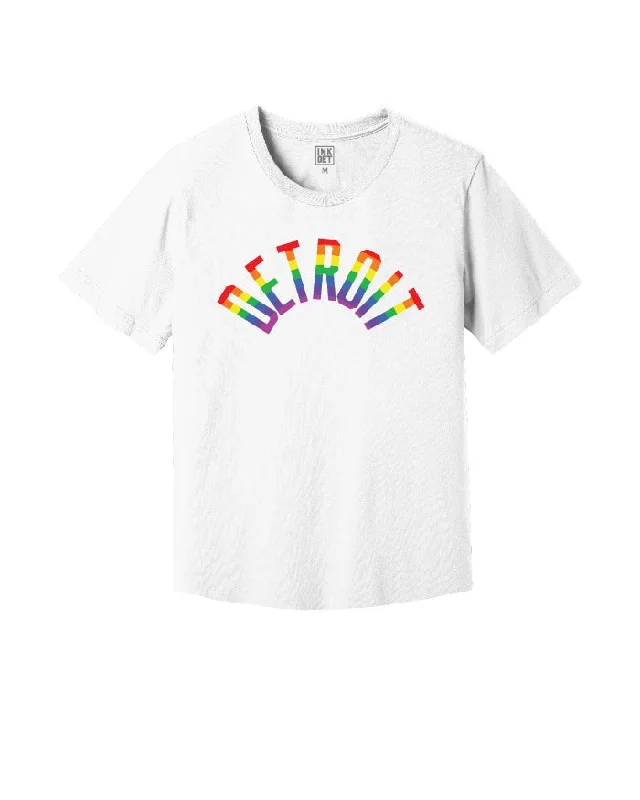 Plus Size Women T Shirt for a Comfortable and Flattering FitInk Detroit Rainbow Kinda Cropped T-Shirt - White Plus Size Women T Shirt for a Comfortable and Flattering FitInk Detroit Rainbow Kinda Cropped T-Shirt - White