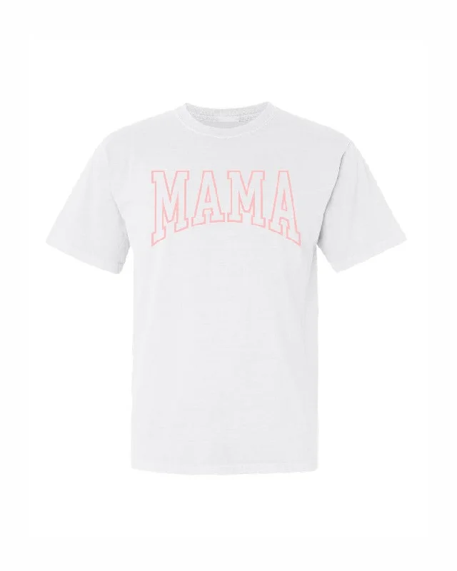 Crop Top Women T Shirt to Pair with High - Waisted BottomsInk Detroit - Varsity MAMA T-Shirt - White