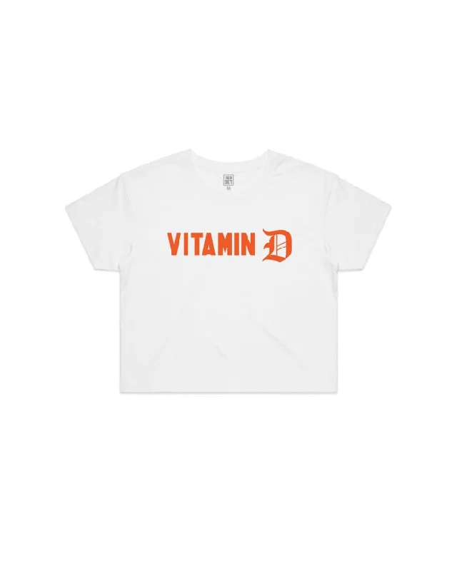 Sleeveless Women T Shirt for Summer ComfortInk Detroit - Vitamin D Crop T-Shirt - White Sleeveless Women T Shirt for Summer ComfortInk Detroit - Vitamin D Crop T-Shirt - White