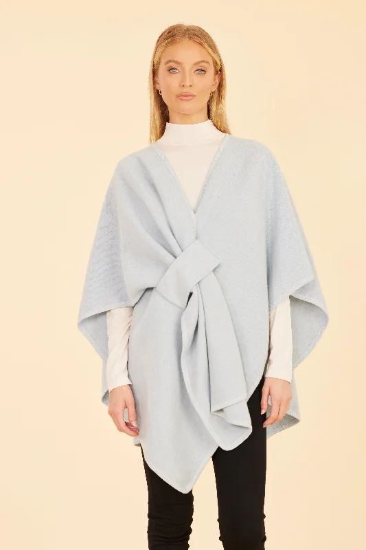 Plus Size Women's Oversized Chunky Knit SweatersKnit Shawl Wrap in Sky Blue