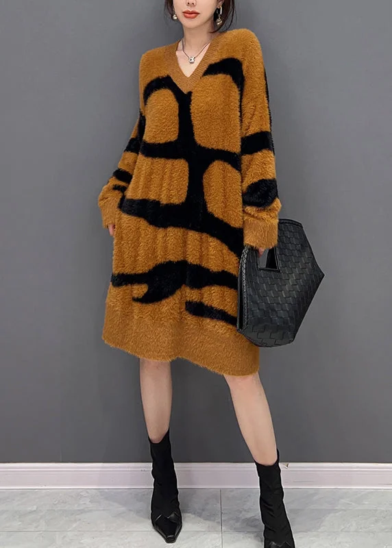 Plus Size Women's Long Sleeve Cable Knit Sweater DressesOrange V Neck Patchwork Mink Velvet Maxi Dress Fall Plus Size Women's Long Sleeve Cable Knit Sweater DressesOrange V Neck Patchwork Mink Velvet Maxi Dress Fall