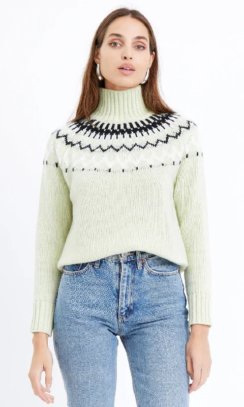 Mock Neck Women's Alpaca Wool Sweaters in Earth TonesRita Mock Neck Sweater in Mint Sage