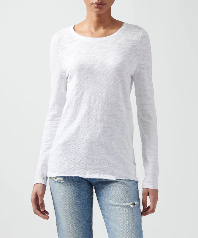 Sleeveless Women T Shirt for Summer ComfortSlub Jersey Long Sleeve Destroyed Wash Tee - White Sleeveless Women T Shirt for Summer ComfortSlub Jersey Long Sleeve Destroyed Wash Tee - White