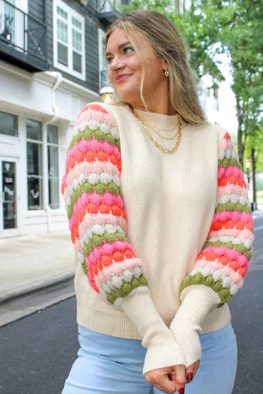 Bell - Sleeve Women's Mohair - Wool Blend SweatersSoft Launch Sweater in Cream