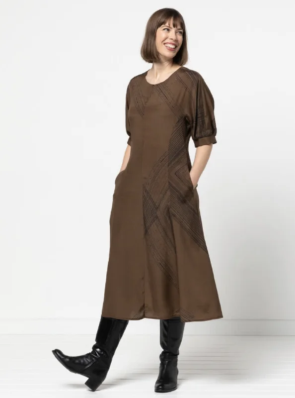 A - Line Women's Merino Wool Sweater Dresses in Classic StylesStyle Arc Penelope Woven Dress