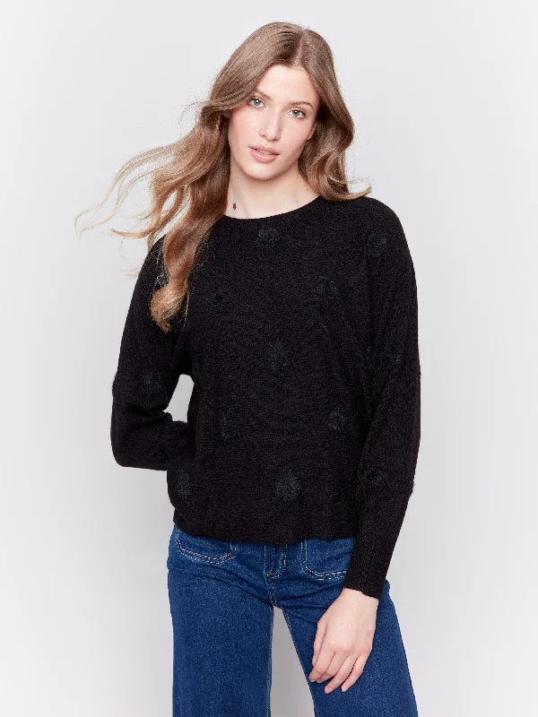 Open - Front Women's Cardigan - Style Mohair SweatersFaux Fur Polka Dot Sweater - Black Open - Front Women's Cardigan - Style Mohair SweatersFaux Fur Polka Dot Sweater - Black