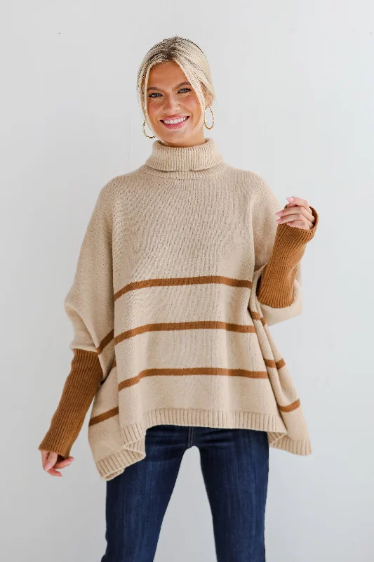 Plus Size Women's Sequined Sweaters for Special OccasionsSweetest Joy Oversized Striped Turtleneck Sweater Plus Size Women's Sequined Sweaters for Special OccasionsSweetest Joy Oversized Striped Turtleneck Sweater