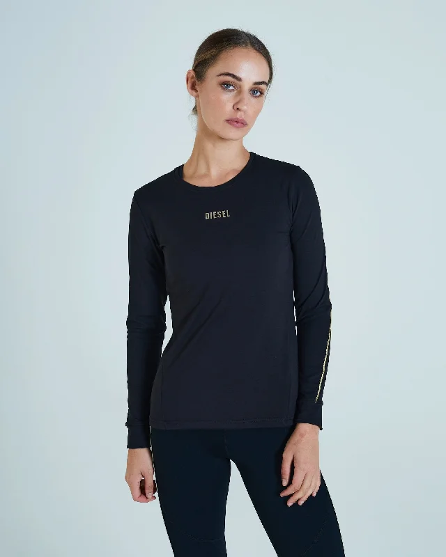 Ringer T Shirt Women with Retro - Inspired StripesKat Long Sleeve Top Black