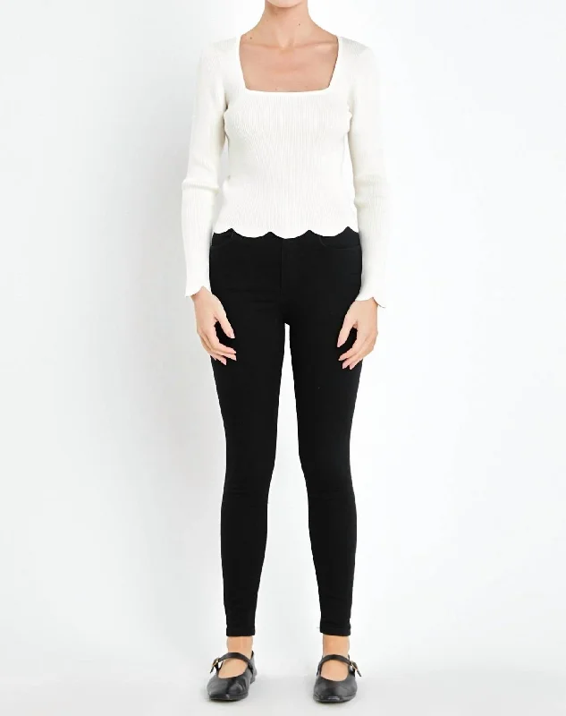 Plus Size Women's Side - Slit Sweaters in Bold SolidsValeria Sweater In Cream