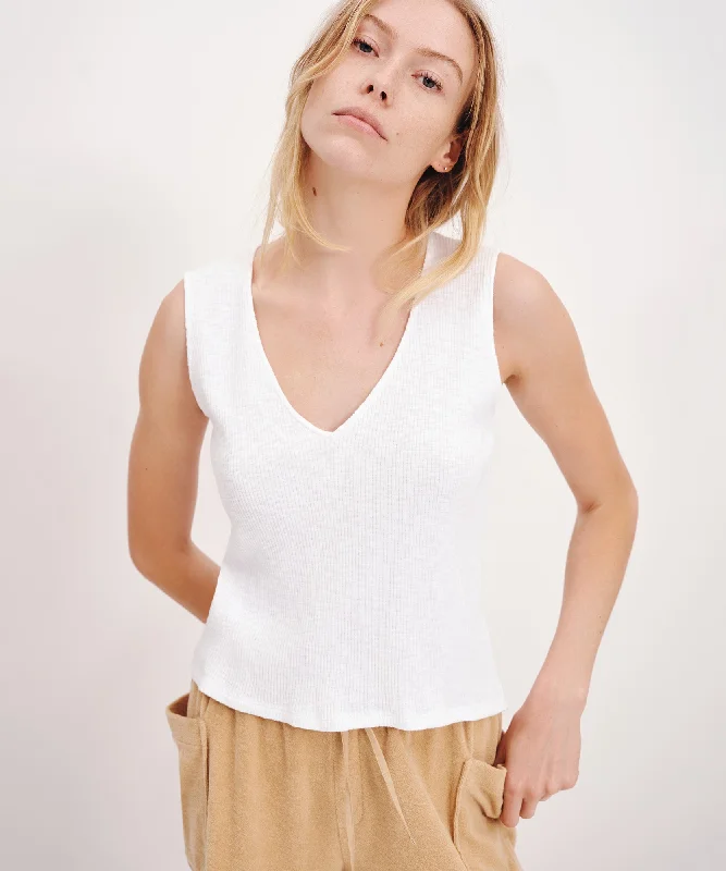 Floral Print Women T Shirt for a Feminine Touch4X2 Rib Muscle Tee - White