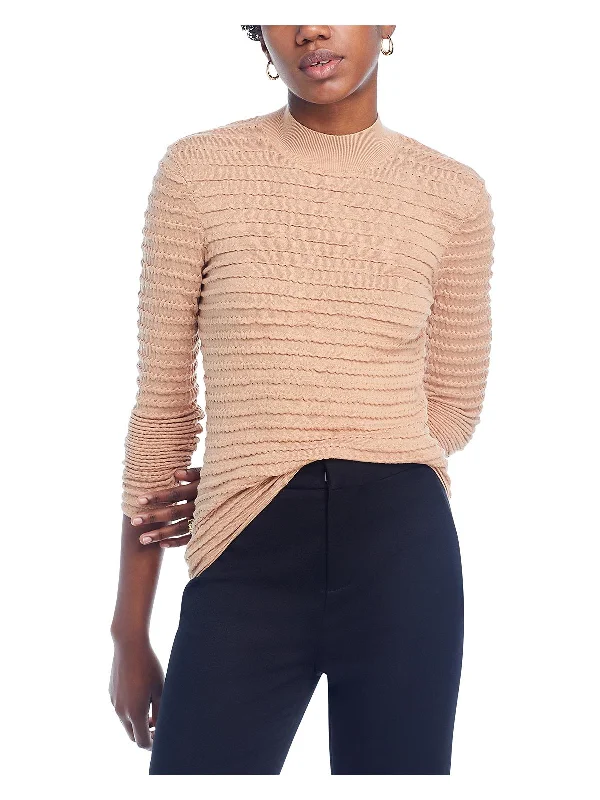 V - Neck Women's Ribbed Sweater Dresses with Belt for a Defined WaistWomens Silk Blend Smocked Mock Turtleneck Sweater V - Neck Women's Ribbed Sweater Dresses with Belt for a Defined WaistWomens Silk Blend Smocked Mock Turtleneck Sweater