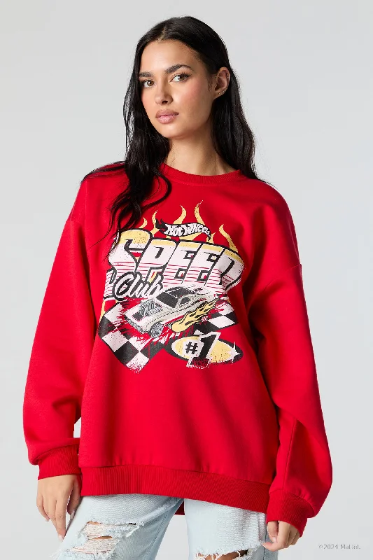 Women's mock - neck sweatshirt made of moisture - wicking material for fitness useHot Wheels™ Speed Club Graphic Fleece Sweatshirt Women's mock - neck sweatshirt made of moisture - wicking material for fitness useHot Wheels™ Speed Club Graphic Fleece Sweatshirt