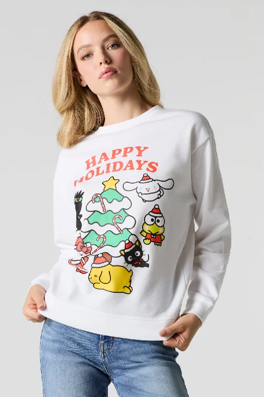 Women's mock - neck sweatshirt made of moisture - wicking material for fitness useHappy Holidays Hello Kitty Graphic Fleece Christmas Sweatshirt Women's mock - neck sweatshirt made of moisture - wicking material for fitness useHappy Holidays Hello Kitty Graphic Fleece Christmas Sweatshirt