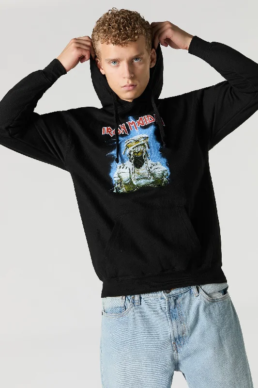 Women's cropped sweatshirt with a lace - trimmed hem for a romantic lookIron Maiden Graphic Fleece Hoodie Women's cropped sweatshirt with a lace - trimmed hem for a romantic lookIron Maiden Graphic Fleece Hoodie