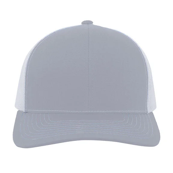 Women's quarter - zip sweatshirt made of organic cotton for eco - conscious fashion104S - Pacific Headwear Contrast Stitch Trucker Snapback Hat | Heather Grey/White