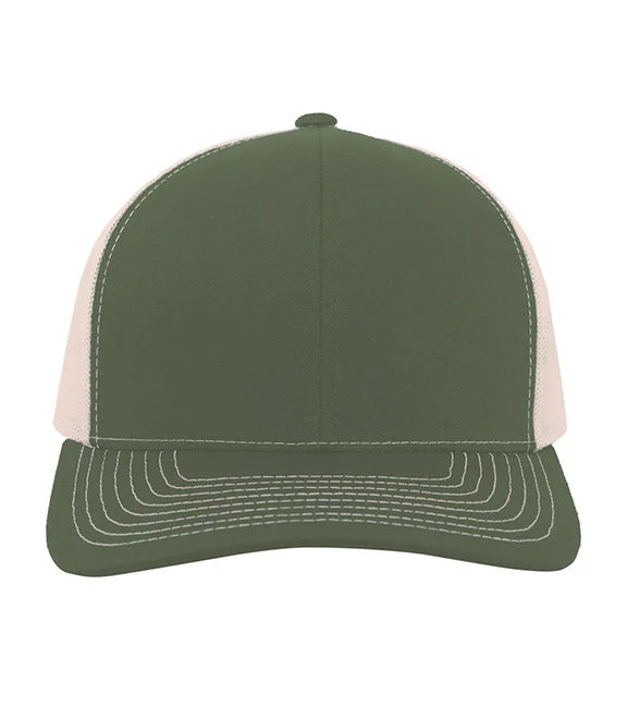 Women's tie - dye hoodie in bright colors for a retro and eye - catching style104S - Pacific Headwear Contrast Stitch Trucker Snapback Hat | Moss Green/Beige