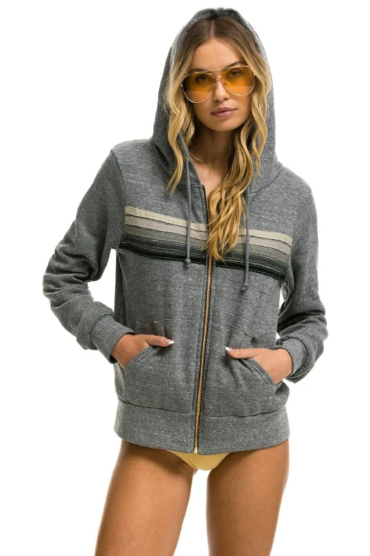 Women's hoodie with a detachable hood for customizable styling5 STRIPE HOODIE - HEATHER GREY // GREY Women's hoodie with a detachable hood for customizable styling5 STRIPE HOODIE - HEATHER GREY // GREY