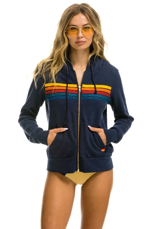 Women's tie - dye hoodie in bright colors for a retro and eye - catching style5 STRIPE HOODIE - NAVY Women's tie - dye hoodie in bright colors for a retro and eye - catching style5 STRIPE HOODIE - NAVY