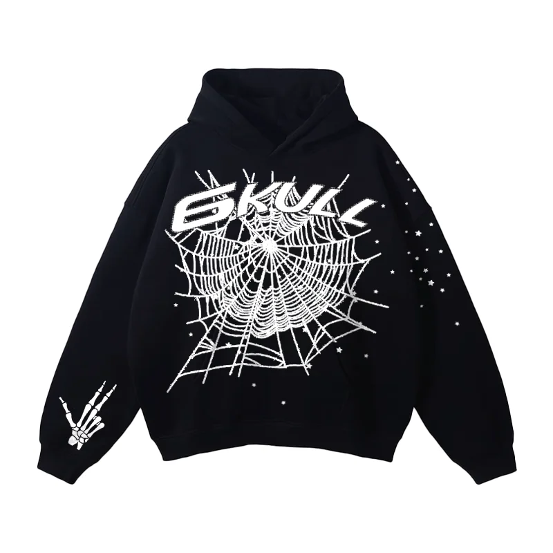 Women's color - block hoodie combining bold hues for a fashion - forward statement6Kull Dark Spider Web Skeleton Hoodie Women's color - block hoodie combining bold hues for a fashion - forward statement6Kull Dark Spider Web Skeleton Hoodie