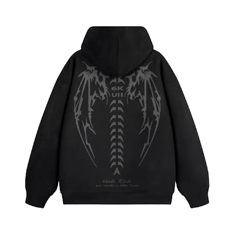 Women's tie - dye hoodie in bright colors for a retro and eye - catching style6Kull Retro Bone Wings Design Hoodie Women's tie - dye hoodie in bright colors for a retro and eye - catching style6Kull Retro Bone Wings Design Hoodie