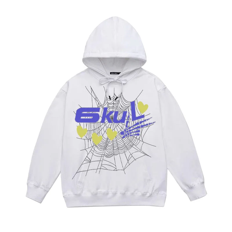 Women's oversized cropped hoodie with drawstrings for a trendy look6Kull Spider Web Heartbeat Hoodie Women's oversized cropped hoodie with drawstrings for a trendy look6Kull Spider Web Heartbeat Hoodie