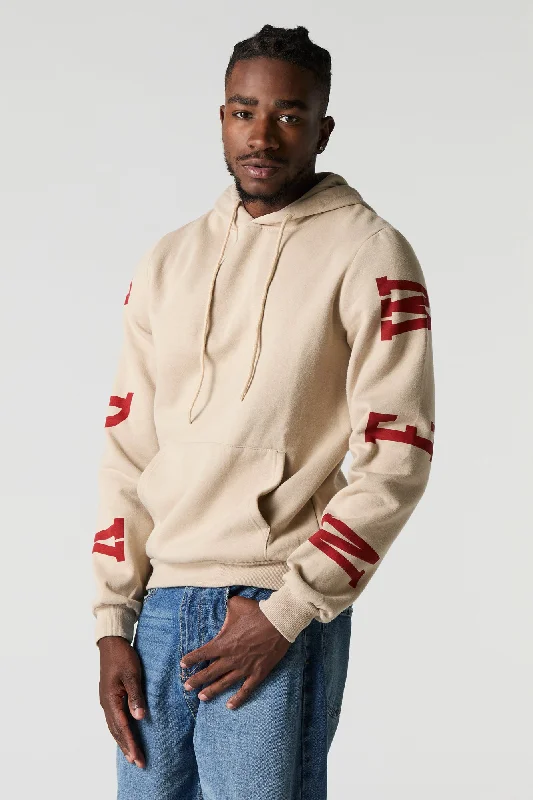 Women's oversized cropped hoodie with drawstrings for a trendy lookNew York Letter Print Fleece Hoodie Women's oversized cropped hoodie with drawstrings for a trendy lookNew York Letter Print Fleece Hoodie