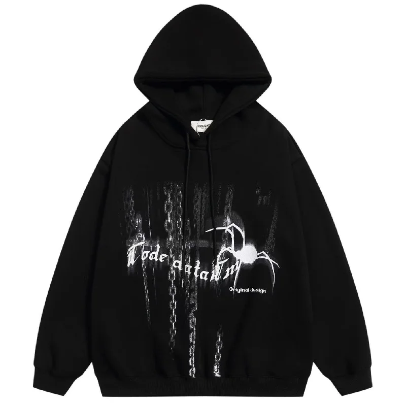 Women's quarter - zip sweatshirt made of organic cotton for eco - conscious fashionAG American Retro Spider Chain Hoodie Women's quarter - zip sweatshirt made of organic cotton for eco - conscious fashionAG American Retro Spider Chain Hoodie