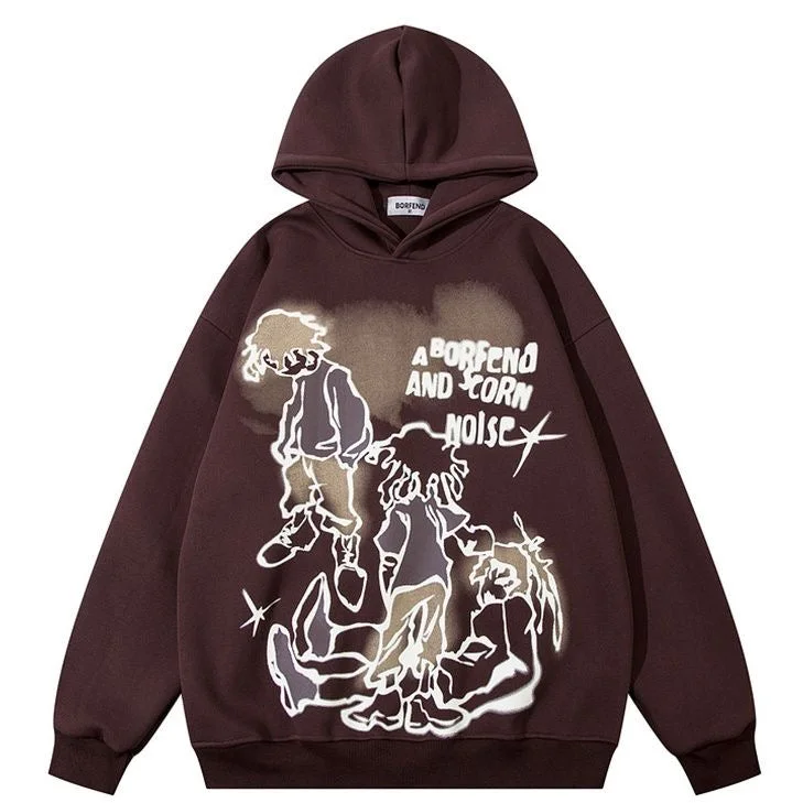 Women's pullover hoodie with a side slit for a modern and relaxed fitAG American Retro Graffiti Boy Style Hoodie Women's pullover hoodie with a side slit for a modern and relaxed fitAG American Retro Graffiti Boy Style Hoodie