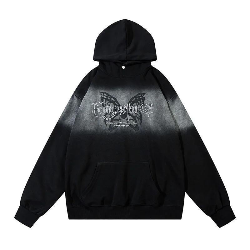 Women's hoodie with a glittery print for a glamorous and sparkly appearanceAG American Retro Gradient Butterfly Hoodie Women's hoodie with a glittery print for a glamorous and sparkly appearanceAG American Retro Gradient Butterfly Hoodie