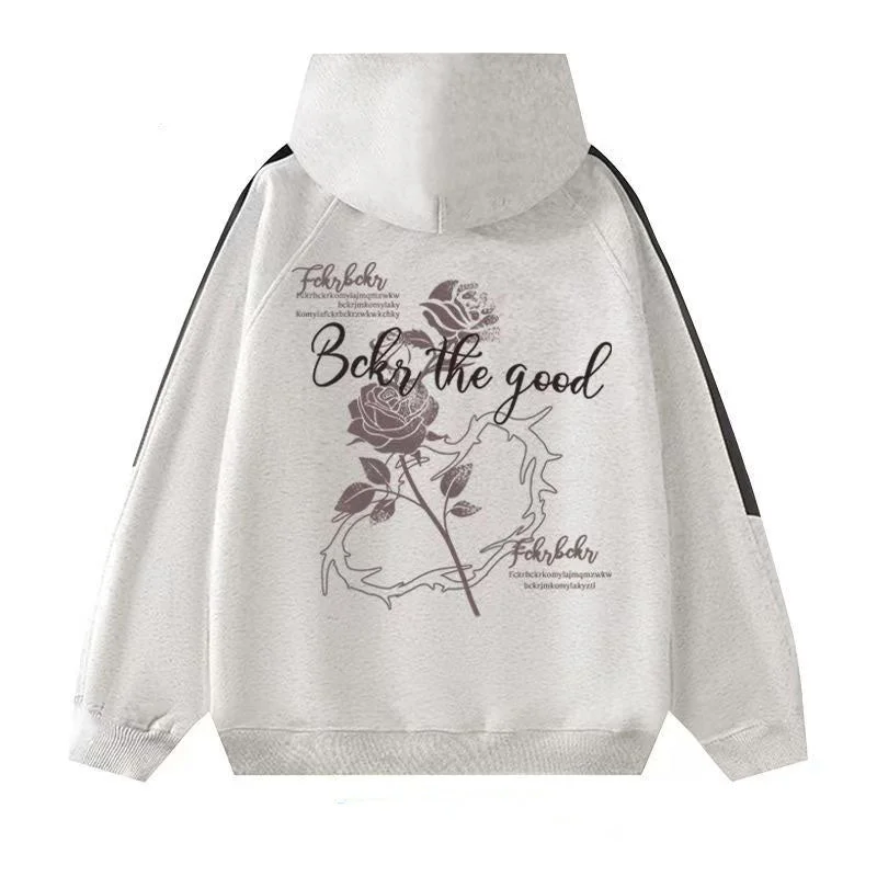 Women's fleece - lined hoodie with thumbholes for warmth in winterAG American Simplicity Roses Style Hoodie Women's fleece - lined hoodie with thumbholes for warmth in winterAG American Simplicity Roses Style Hoodie