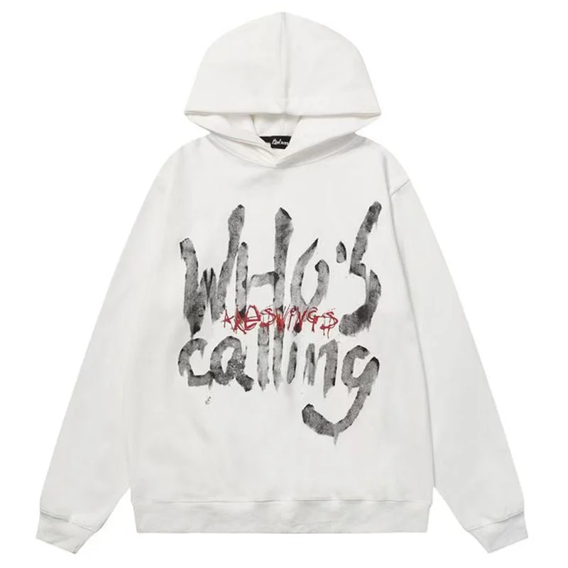 Women's graphic - printed sweatshirt featuring floral patterns for a feminine touchAG American Retro Letters "WHO’S Calling" Hoodie Women's graphic - printed sweatshirt featuring floral patterns for a feminine touchAG American Retro Letters "WHO’S Calling" Hoodie